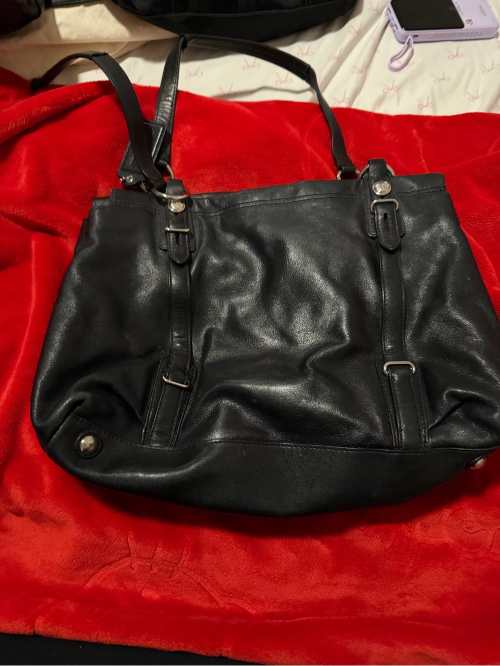 Classic Black Leather Tote Bag - Versatile Everyday Shoulder Bag